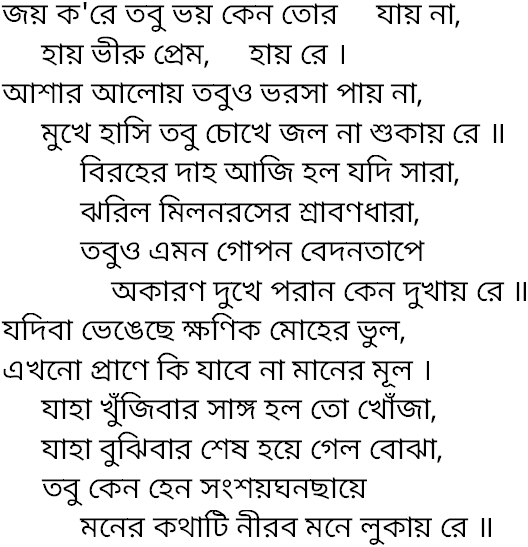 Tagore song joy kore tobu bhoy