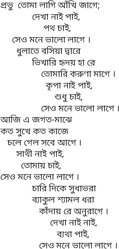 Tagore song probhu toma lagi ankhi