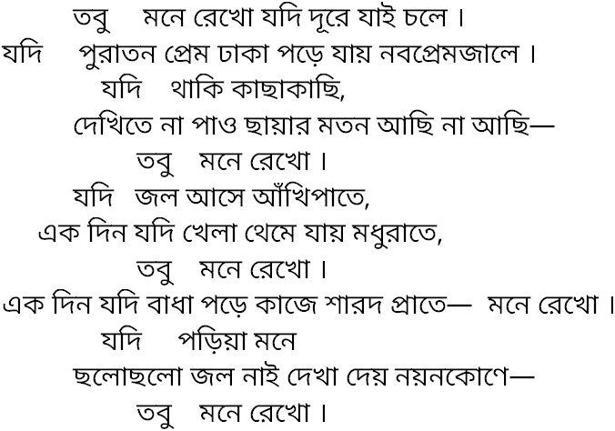 Tagore song tobu mone rekho